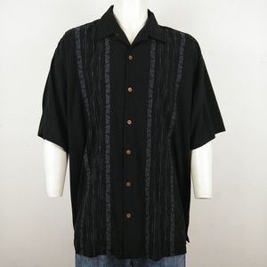 Tommy Bahama black embroidered silk men's shirt